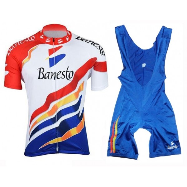 Banesto 1997 Retro Fahrradbekleidung Radtrikot Satz Kurzarm+Kurz Trägerhose MYWNO Banesto 1997 Retro Fahrradbekleidung Radtrikot Satz Kurzarm+Kurz Trägerhose MYWNO