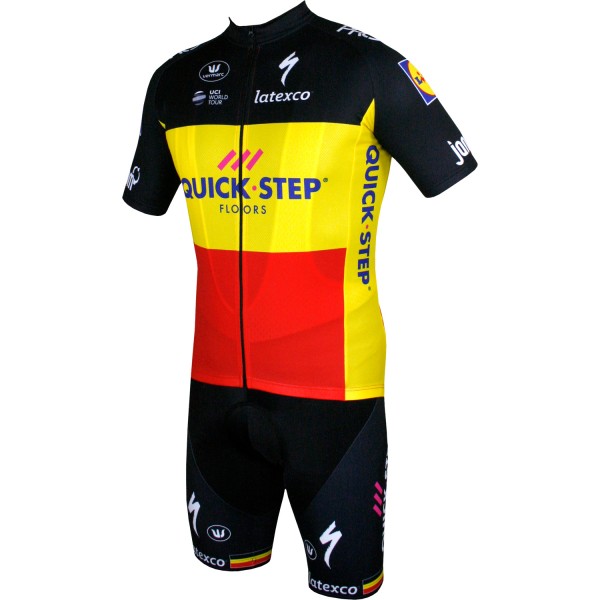 Quick Step Floors Belgium Champion 2018 Fahrradbekleidung Radtrikot Satz Kurzarm+Kurz Trägerhose 45Q4X Quick Step Floors Belgium Champion 2018 Fahrradbekleidung Radtrikot Satz Kurzarm+Kurz Trägerhose 45Q4X