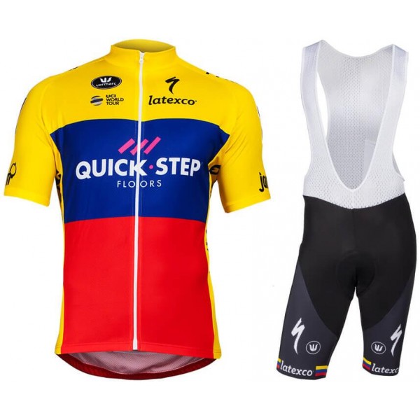Quick Step Floors Ecuadorian Champion 2018 Fahrradbekleidung Radtrikot Satz Kurzarm+Kurz Trägerhose DY7A5 Quick Step Floors Ecuadorian Champion 2018 Fahrradbekleidung Radtrikot Satz Kurzarm+Kurz Trägerhose DY7A5