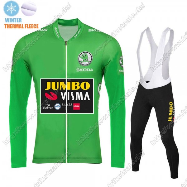 Winter Thermal Fleece Jumbo Visma 2021 Green Fahrradbekleidung Radtrikot Langarm+Collant Cycliste DFDST Winter Thermal Fleece Jumbo Visma 2021 Green Fahrradbekleidung Radtrikot Langarm+Collant Cycliste DFDST