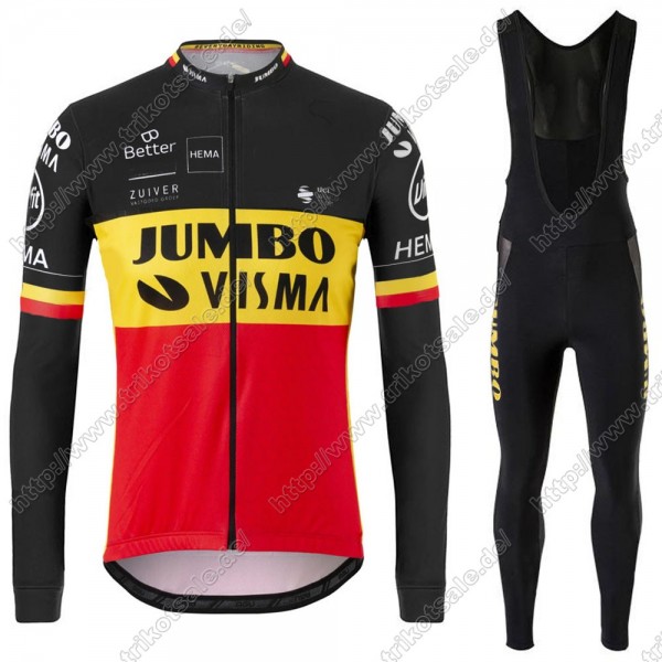 Jumbo Visma 2021 Belgium Fahrradbekleidung Radtrikot Langarm+Collant Cycliste XMRMO Jumbo Visma 2021 Belgium Fahrradbekleidung Radtrikot Langarm+Collant Cycliste XMRMO