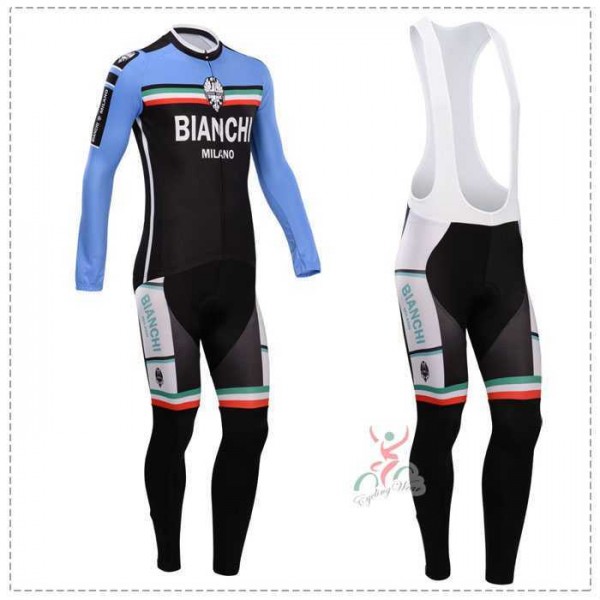 Bianchi 2014 Fahrradbekleidung Set Langarmtrikot+Lange Trägerhose blau Schwarz FIQSP Bianchi 2014 Fahrradbekleidung Set Langarmtrikot+Lange Trägerhose blau Schwarz FIQSP