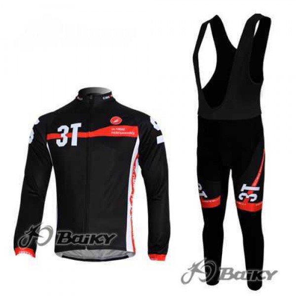 Castelli 3T Fahrradbekleidung Set Langarmtrikot+Lange Trägerhose Schwarz 8V90B Castelli 3T Fahrradbekleidung Set Langarmtrikot+Lange Trägerhose Schwarz 8V90B