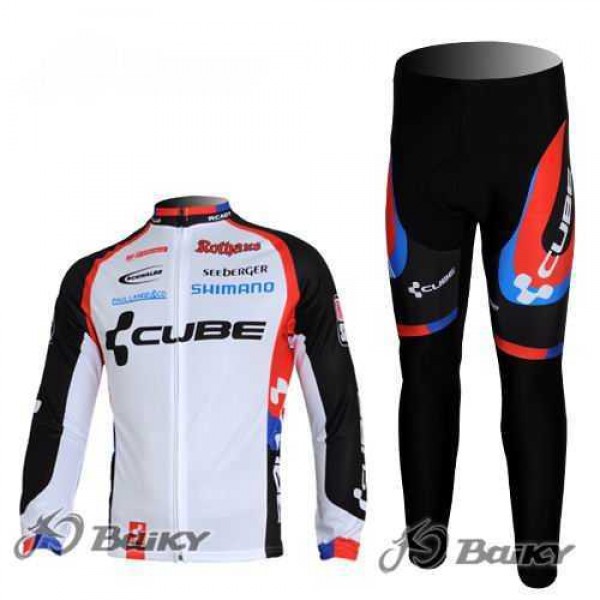 Cube Fintro Fahrradbekleidung Set Langarmtrikot+Lange Radhose weiß Schwarz HV9AE Cube Fintro Fahrradbekleidung Set Langarmtrikot+Lange Radhose weiß Schwarz HV9AE