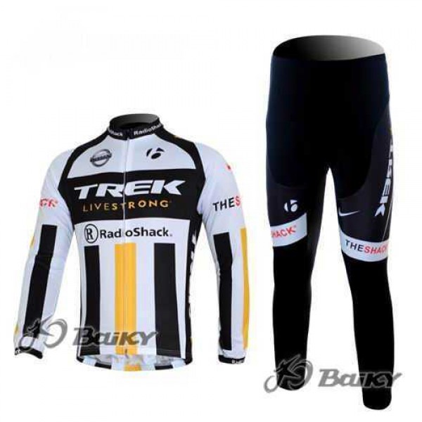 RidioShack Trek Nissan Livestrong Fahrradbekleidung Set Langarmtrikot+Lange Radhose weiß Schwarz gelb CJ3KL RidioShack Trek Nissan Livestrong Fahrradbekleidung Set Langarmtrikot+Lange Radhose weiß Schwarz gelb CJ3KL