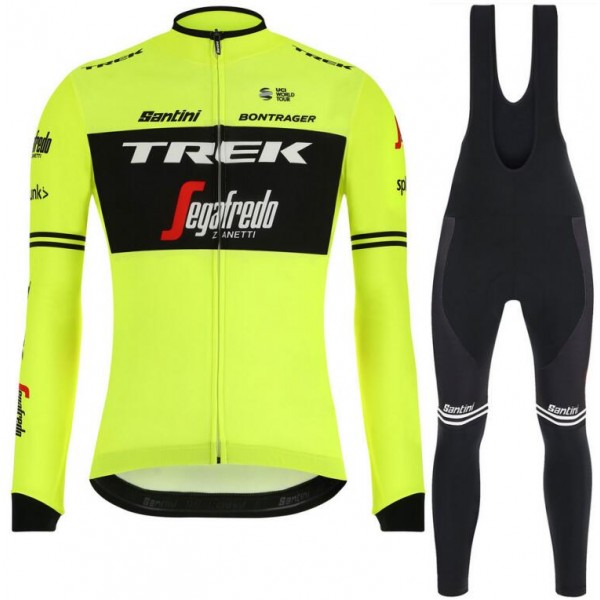 Trek Segafredo 2019 training Fluo gelb Fahrradbekleidung Set Langarmtrikot+Lange Trägerhose UNXRX Trek Segafredo 2019 training Fluo gelb Fahrradbekleidung Set Langarmtrikot+Lange Trägerhose UNXRX